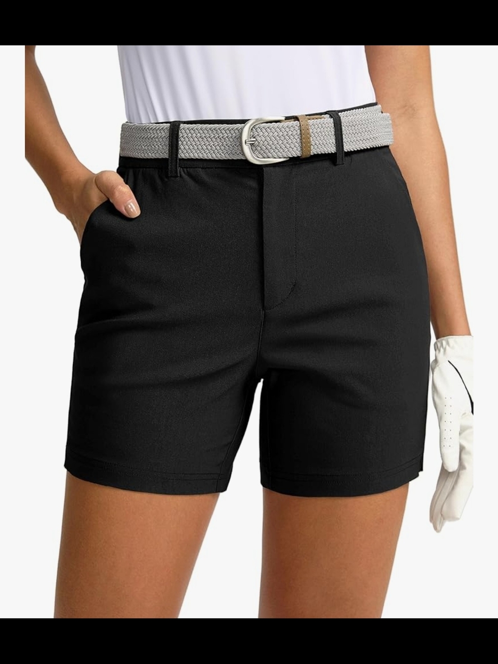 NEW Performance Black Women's Golf Bermuda Shorts